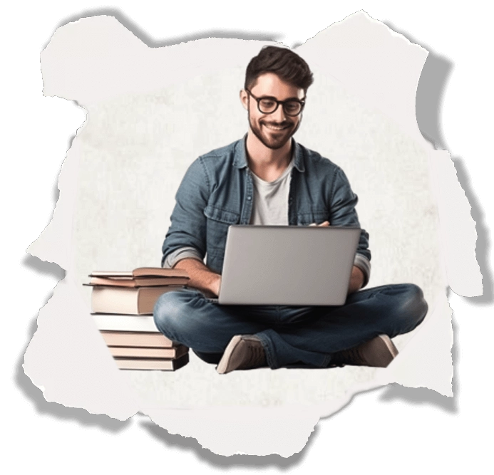 Author typing on typewriter